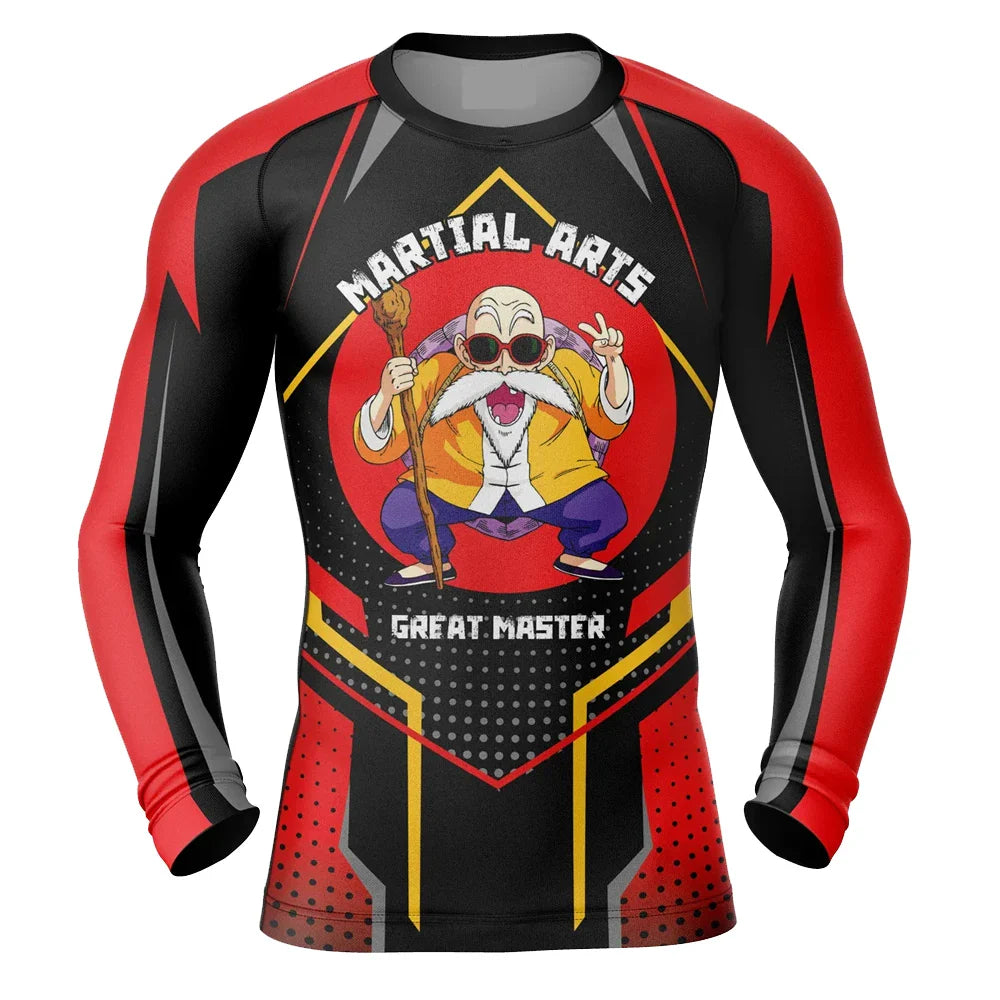 BJJ Rash Guard Dragon Ball Z 'Roshi's Gym' Long Sleeve Compression Rashguard