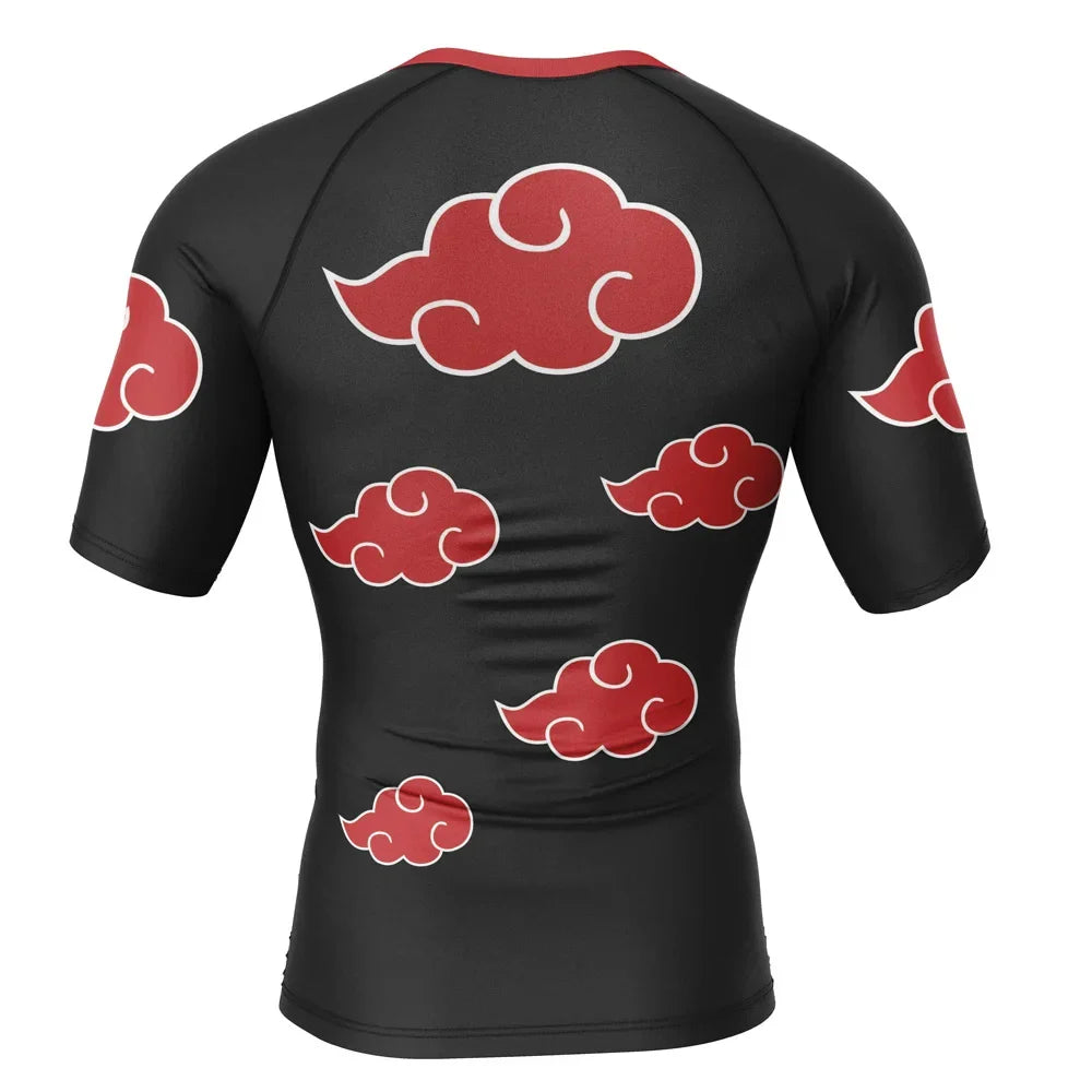 BJJ Rash Guard Naruto 'Akatsuki Cloud' Short Sleeve Compression Rashguard