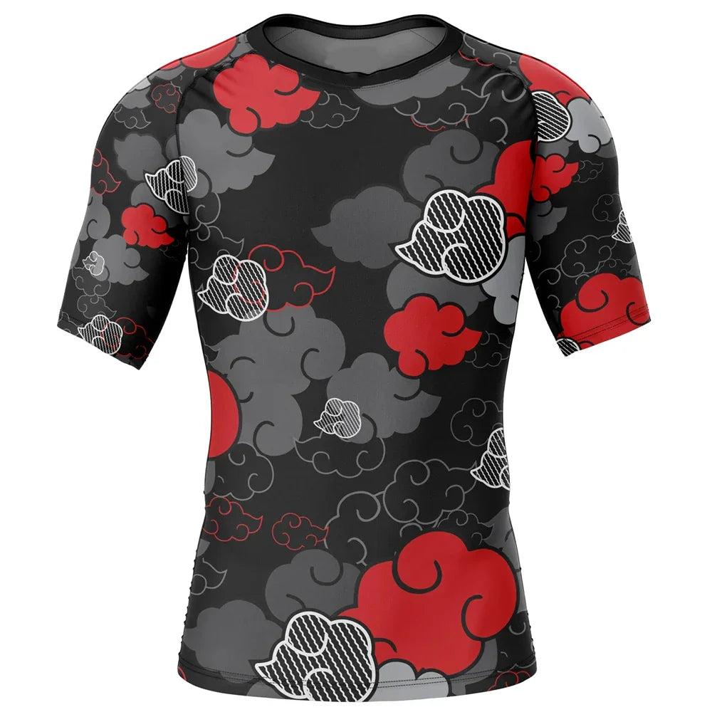 BJJ Rash Guard Kids Naruto 'Akatsuki | Monochrome' Short Sleeve Compression Rashguard