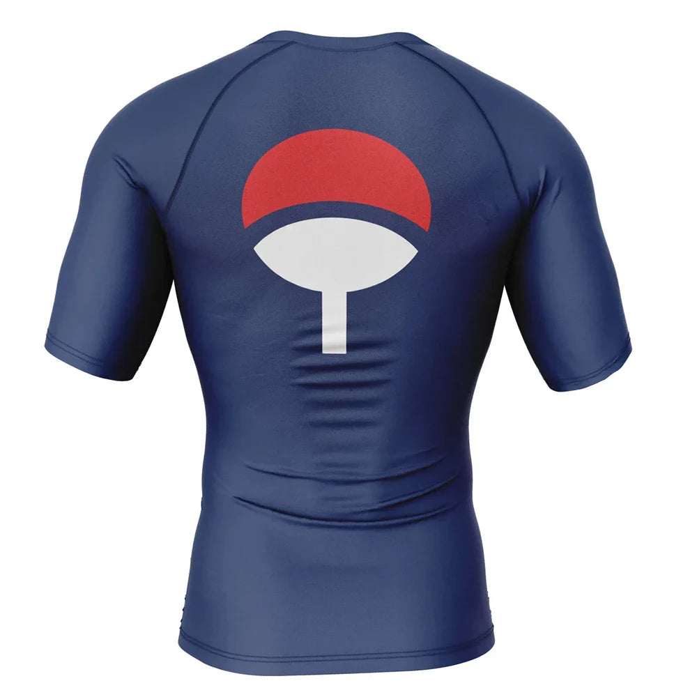 BJJ Rash Guard Kids Naruto 'Uchiha Clan | Blue' Short Sleeve Compression Rashguard