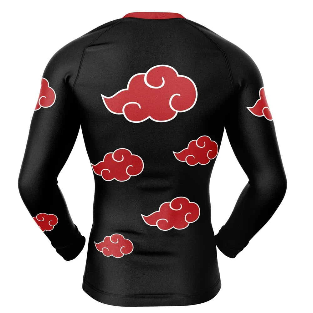 BJJ Rash Guard Naruto 'Akatsuki Cloud' Long Sleeve Compression Rashguard