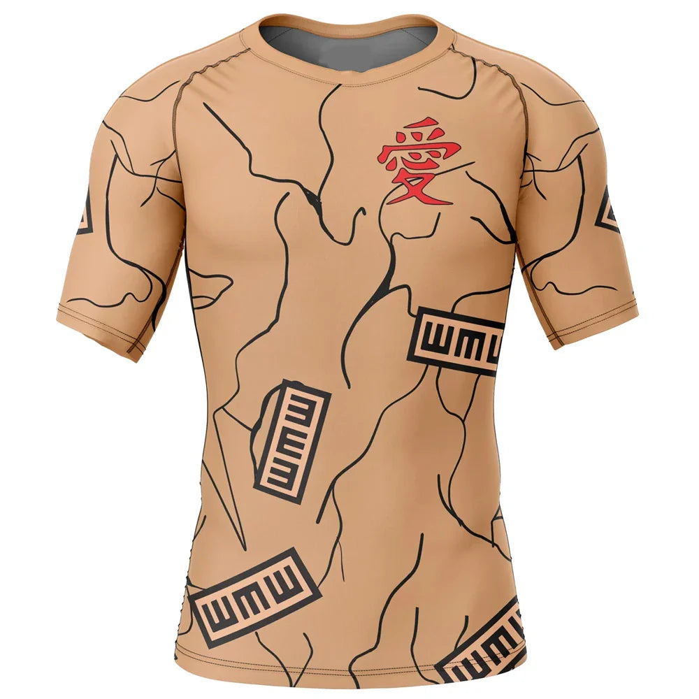 BJJ Rash Guard Naruto 'Gourd | Gaara' Short Sleeve Compression Rashguard