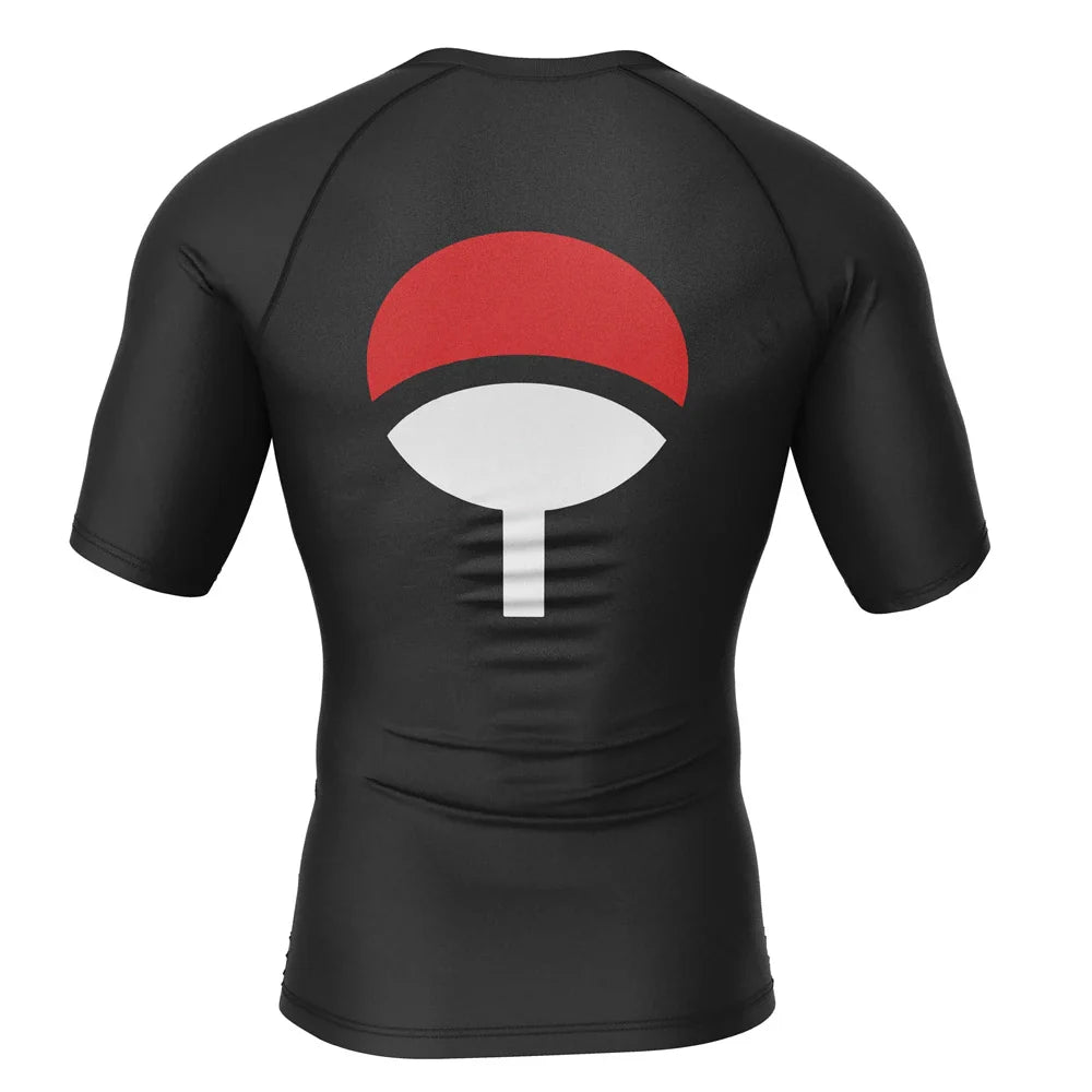 BJJ Rash Guard Kids Naruto 'Uchiha Clan | Black' Short Sleeve Compression Rashguard