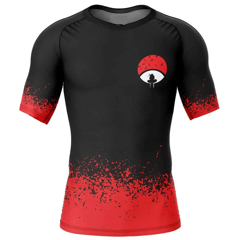 BJJ Rash Guard Kids Naruto 'Sharingan' Short Sleeve Compression Rashguard