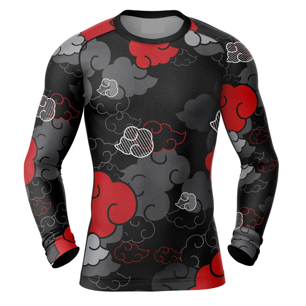 BJJ Rash Guard Kids Naruto 'Akatsuki | Monochrome' Long Sleeve Compression Rashguard