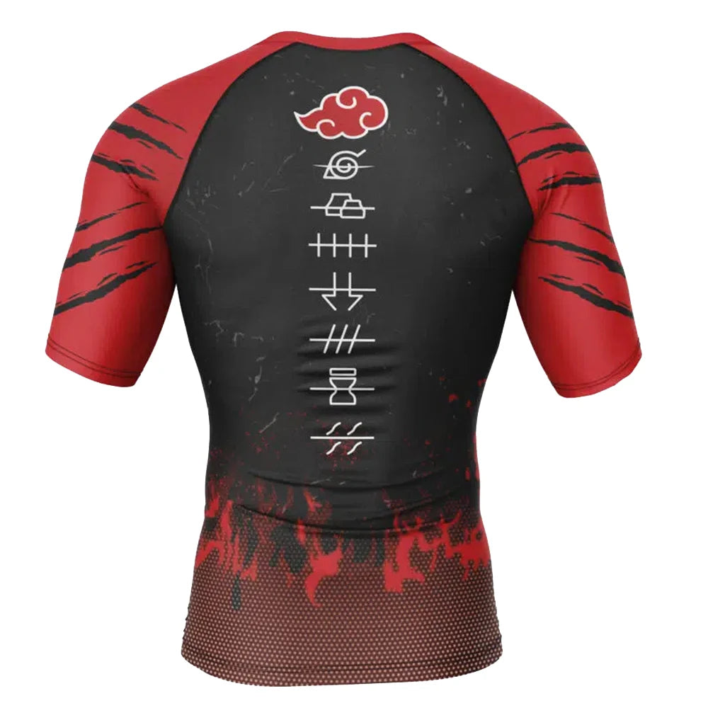 Kids Naruto 'Red Cloud' Short Sleeve Compression Rashguard