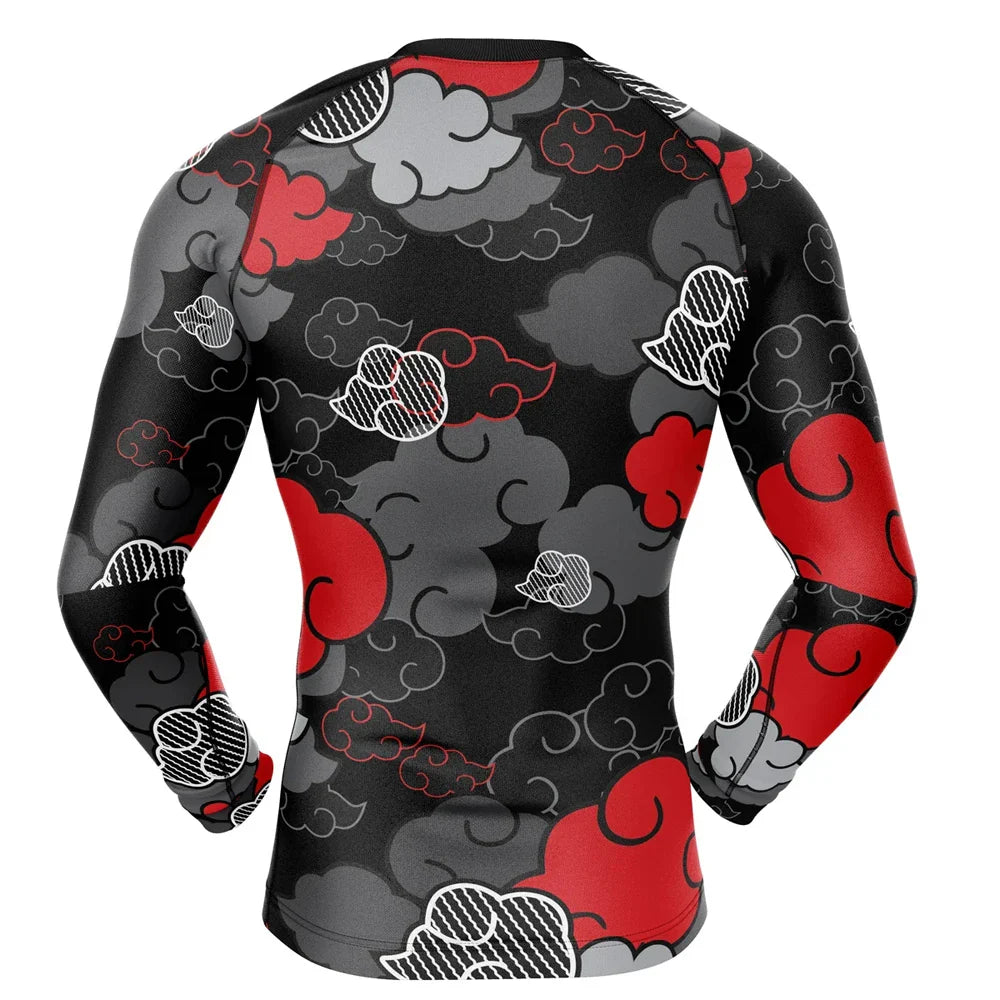 BJJ Rash Guard Naruto 'Akatsuki | Monochrome' Long Sleeve Compression Rashguard