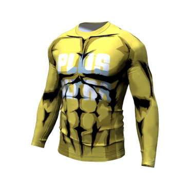 BJJ Rash Guard My Hero Academia Compression 'Plus Ultra Yellow' Premium Long Sleeve Rashguard