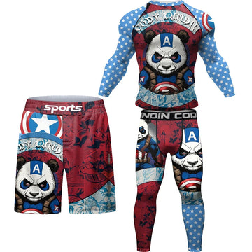 Panda Compression 'Captain Panda' Long Sleeve Rashguard 3 Piece Set