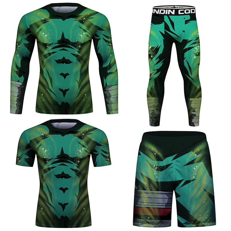 BJJ Rash Guard Naruto 'Rock Lee | 2.0' Elite Four Piece Compression Rash Guard Fight Set