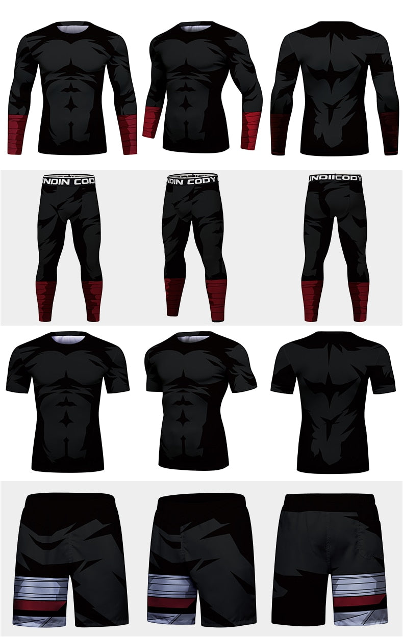 BJJ Rash Guard Naruto 'Rock Lee | Dark' Elite Four Piece Compression Rash Guard Fight Set