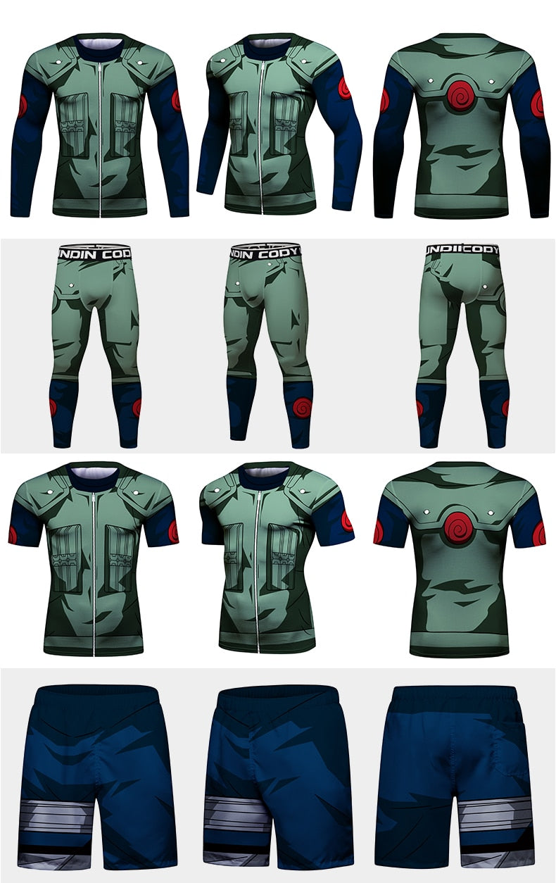 BJJ Rash Guard Naruto 'Kakashi' Elite Four Piece Compression Rash Guard Fight Set