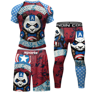 Panda Compression 'Captain Panda' Short Sleeve Rashguard 3 Piece Set