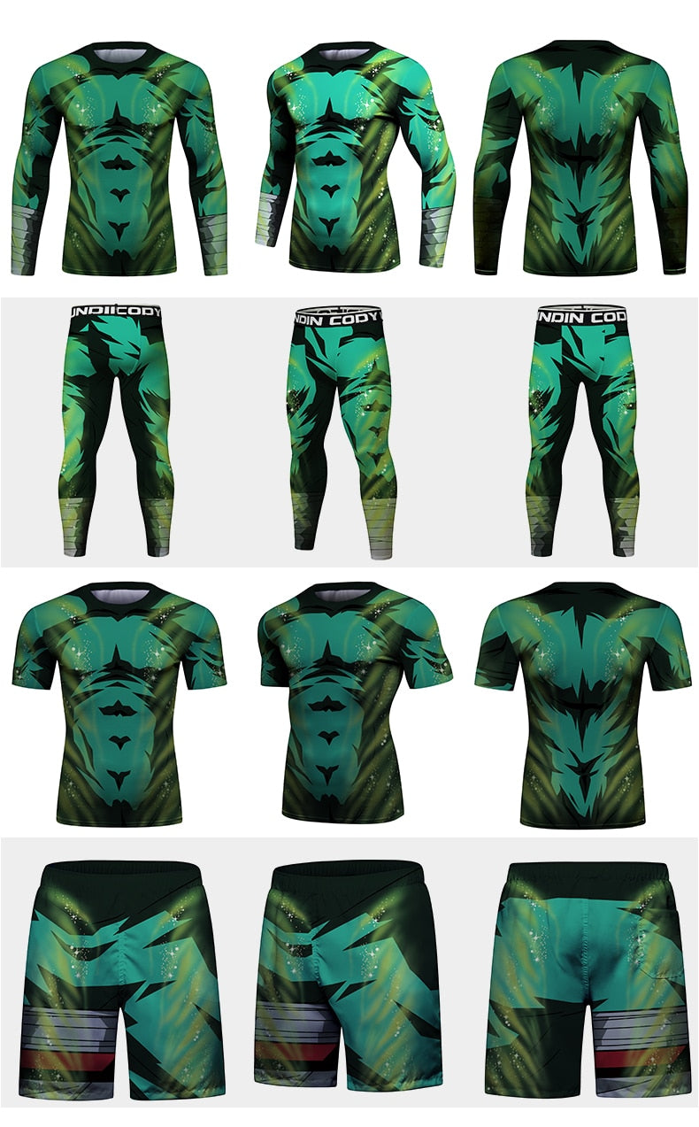 BJJ Rash Guard Naruto 'Rock Lee | 2.0' Elite Four Piece Compression Rash Guard Fight Set