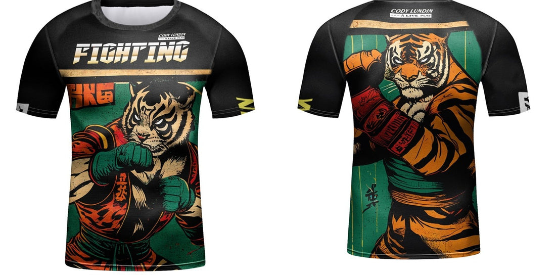 Kid's Tiger 'Fighting' Elite Short Sleeve Compression Rashguard