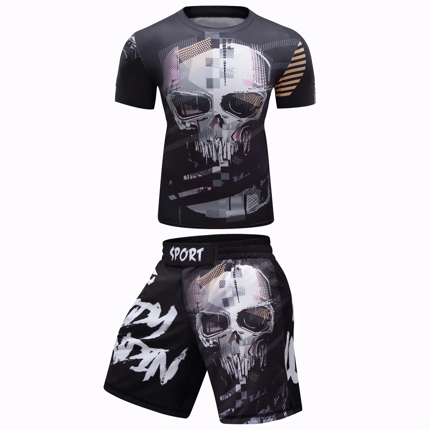 Skull Compression 'Castle' Short Sleeve 2 Piece Compression Set