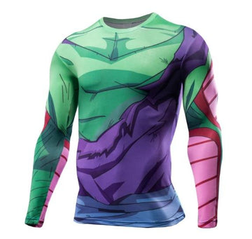 Battle Damaged Picollo Armor Dragon Ball Z Compression Long Sleeve Rash Guard-RashGuardStore