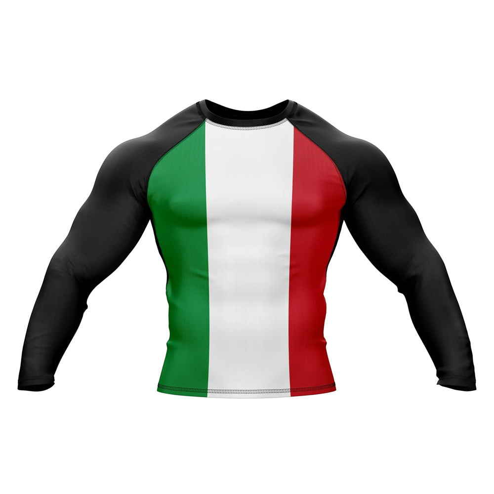 Italy Flag Long Sleeve Compression Rashguard