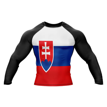 Slovakia Flag Long Sleeve Compression Rashguard