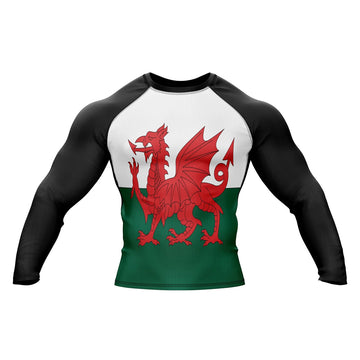 Wales Flag Long Sleeve Compression Rashguard