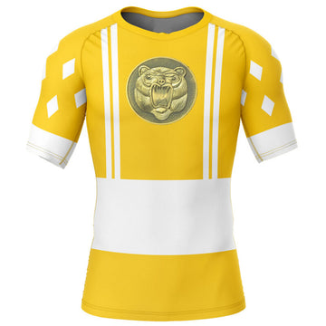 Kids Power Rangers 'Yellow Ranger | Bear | Ninjetti' Compression Short Sleeve Rashguard