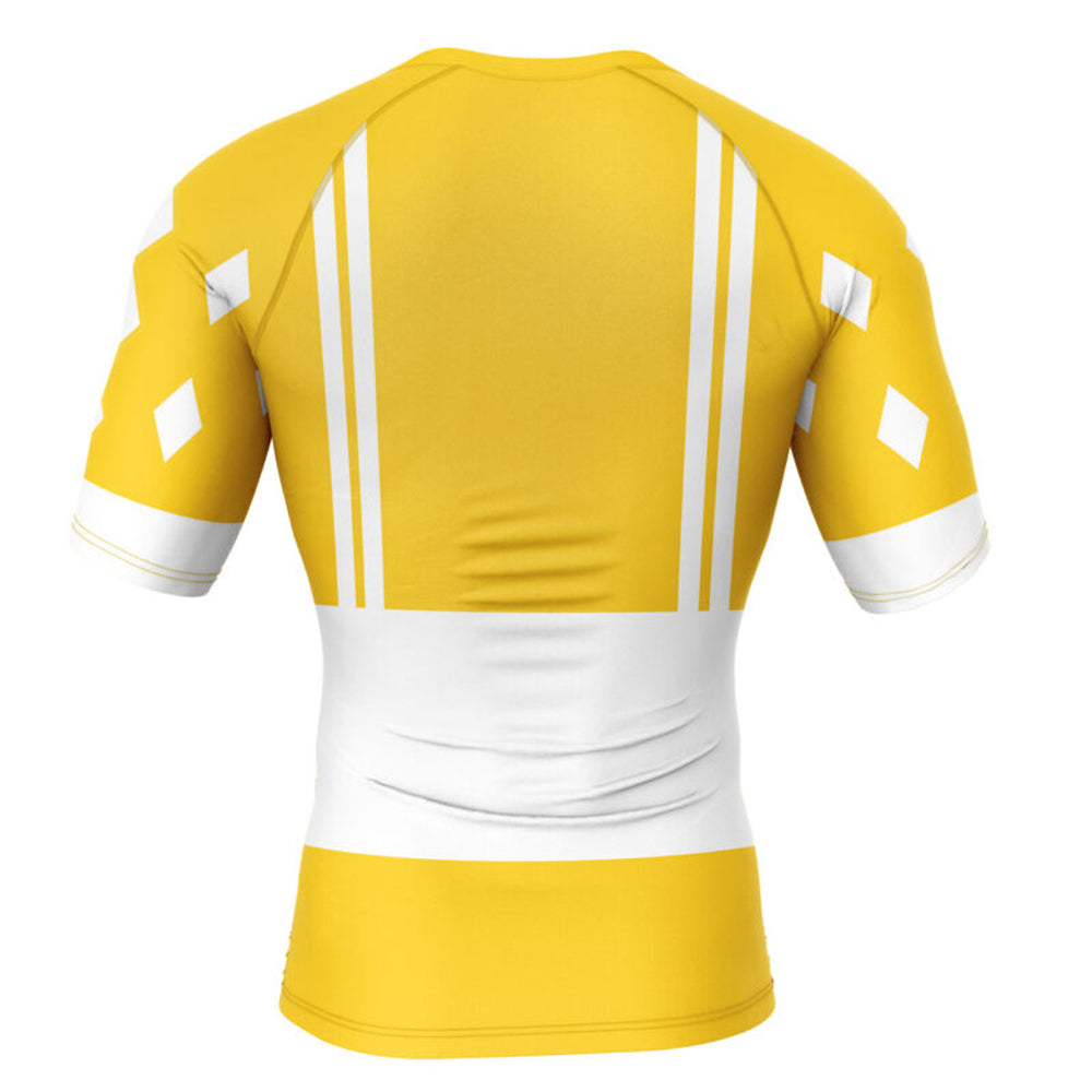 Kids Power Rangers 'Yellow Ranger | Bear | Ninjetti' Compression Short Sleeve Rashguard