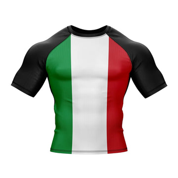 Italy Flag Short Sleeve Compression Rashguard