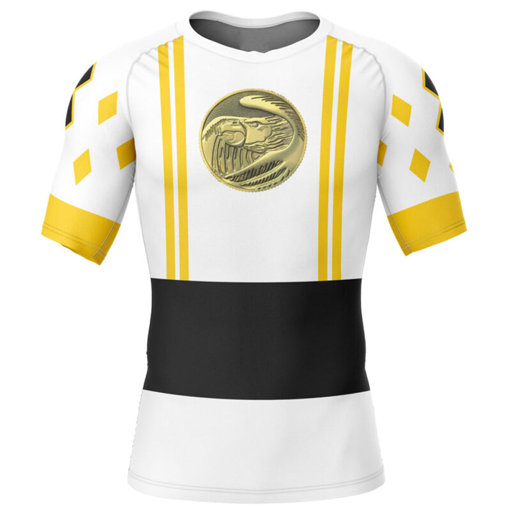 Kids Power Rangers 'White Ranger | Falcon | Ninjetti' Compression Short Sleeve Rashguard