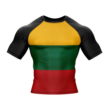 Lithuania Flag Short Sleeve Compression Rashguard