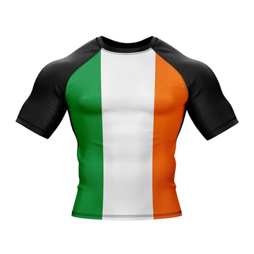 Ireland Flag Short Sleeve Compression Rashguard