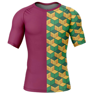 Demon Slayer 'Giyu Print' Short Sleeve Compression Rashguard