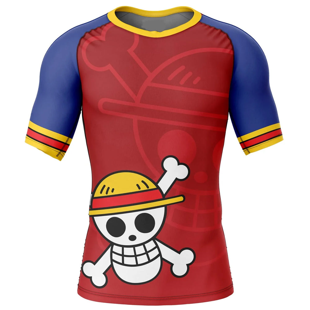 Kids One Piece 'Straw Hat Logo' Short Sleeve Compression Rashguard