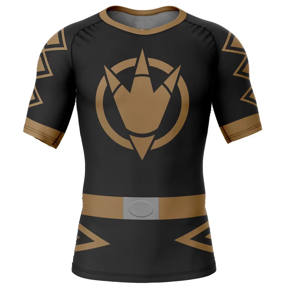 Kids Power Rangers 'Black Dino Thunder Ranger' Short Sleeve Compression Rashguard