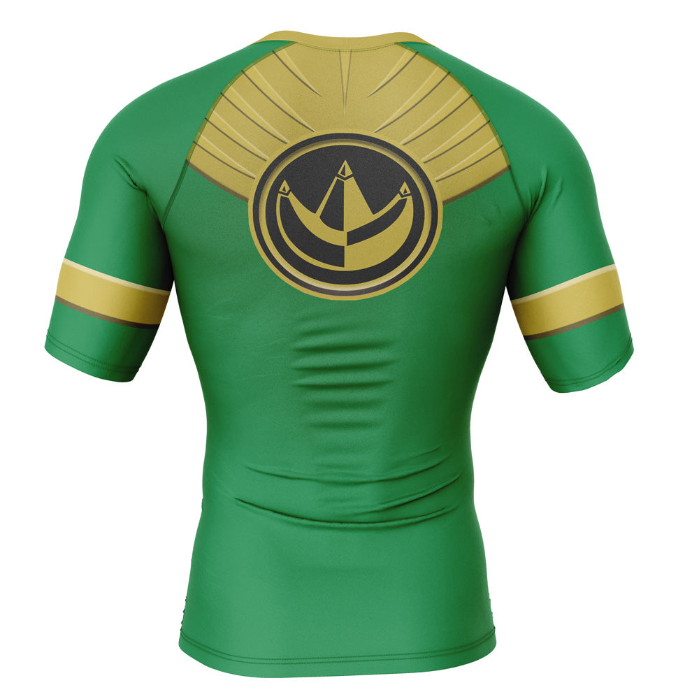 Kids Power Rangers 'Green Ranger | Gold Shield' Compression Short Sleeve Rashguard