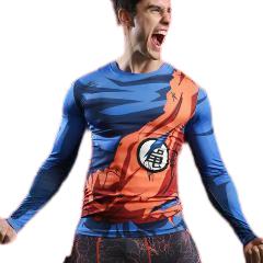 Goku Battle Damaged Dragon Ball Z Compression Long Sleeve Rash Guard-RashGuardStore