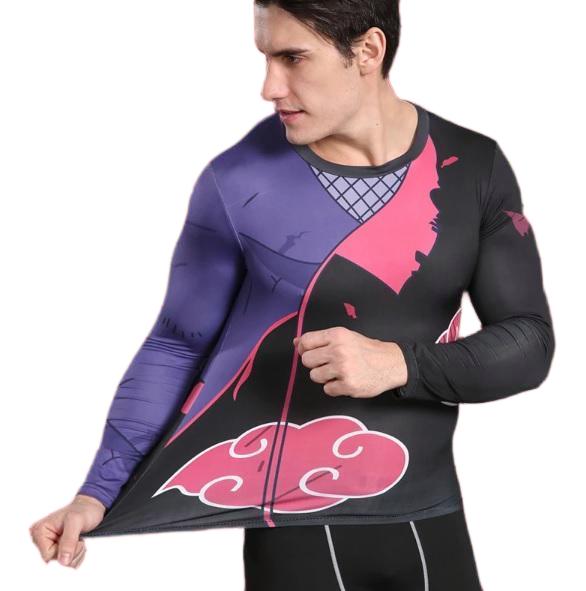 Naruto Battle Damaged 'Akatsuki' Long Sleeve Compression Rash Guard-RashGuardStore