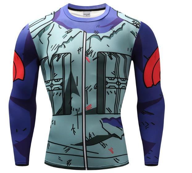 Naruto Kakashi 'Battle Damaged Armor' Long Sleeve Compression Rash Guard-RashGuardStore