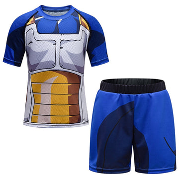 BJJ Rash Guard Kids Dragon Ball Z 'Vegeta' Short Sleeve Compression Short Set