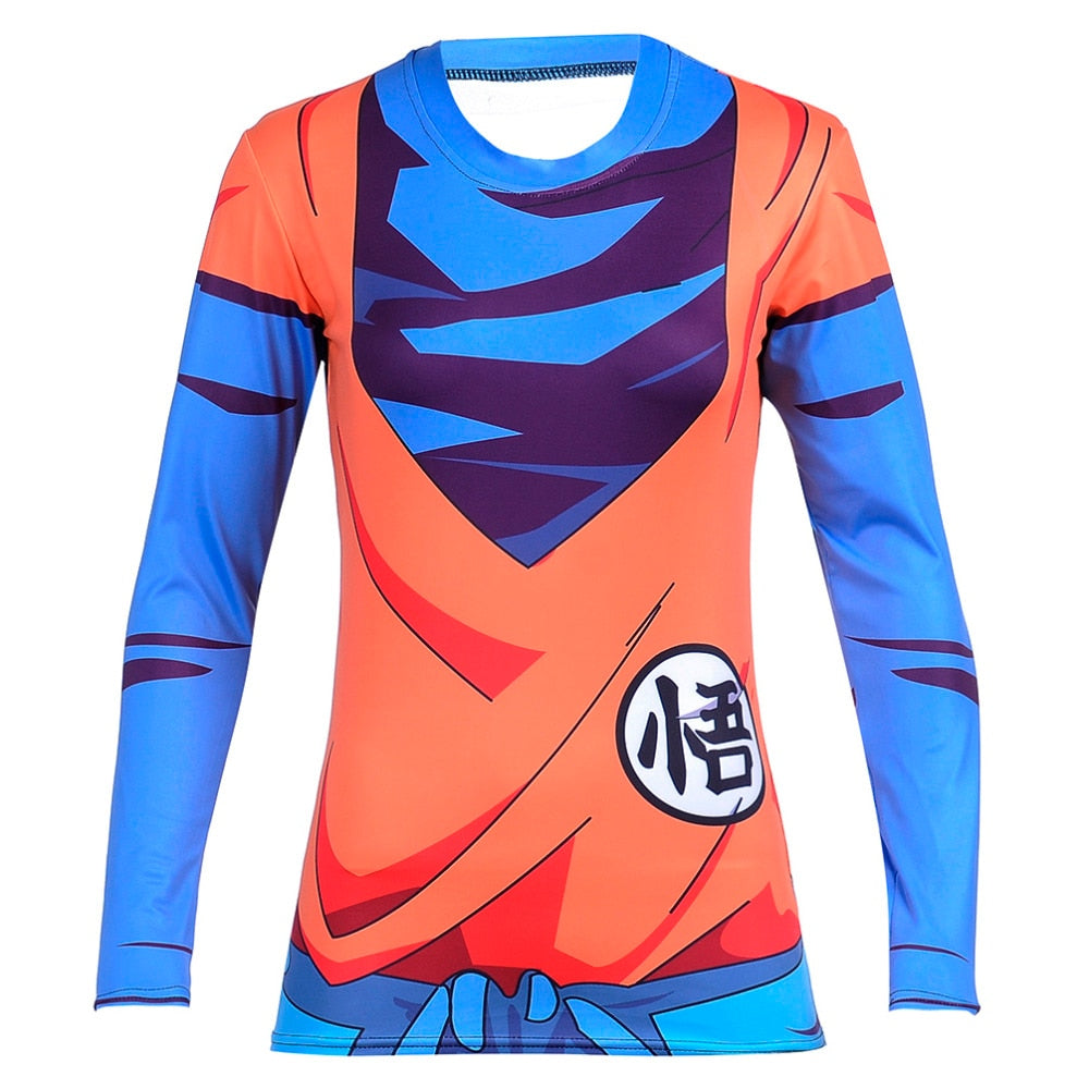 BJJ Rash Guard Women's Dragon Ball Z Compression 'Goku' Long Sleeve Rashguard