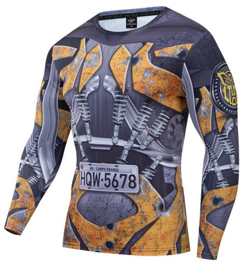 BJJ Rash Guard Transformers 'BumbleBee' Compression Long Sleeve Rashguard