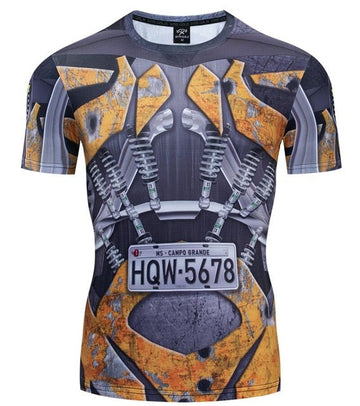 BJJ Rash Guard Transformers 'BumbleBee' Compression Short Sleeve Rashguard