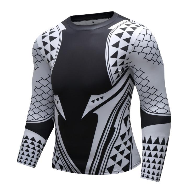 Aquaman Light Tattoo Elite Long Sleeve Compression Rash Guard — Rashguardstore 4490