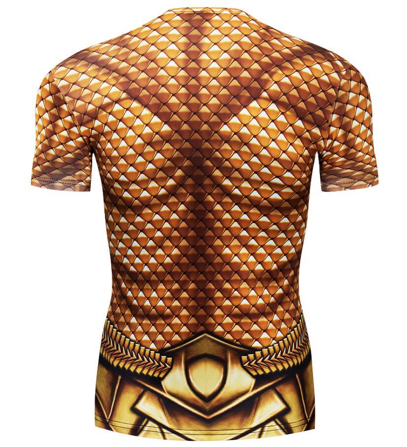 Aquaman Arthur Curry Tattoo Short Sleeve Compression Rash Guard