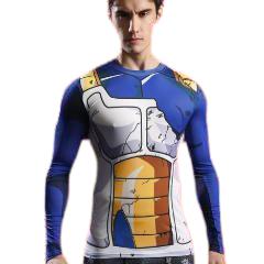 Vegeta Battle Damaged Armor Dragon Ball Z Long Sleeve Compression Rash Guard-RashGuardStore