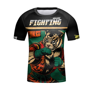 Kid's Tiger 'Fighting' Elite Short Sleeve Compression Rashguard