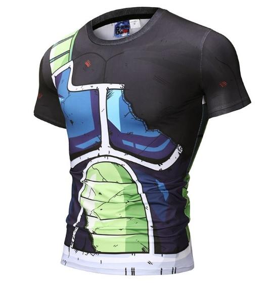 Battle Damaged Onyx Bardock Armor Dragon Ball Z Short Sleeve Compression Rash Guard-RashGuardStore