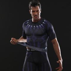 Black Panther 'Civil War' Compression Short Sleeve Rashguard-RashGuardStore