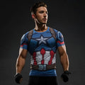 Captain America Compression Short Sleeve Rashguard-RashGuardStore