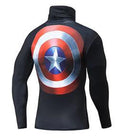 Captain America Long Sleeve Compression High Collar Rashguard-RashGuardStore