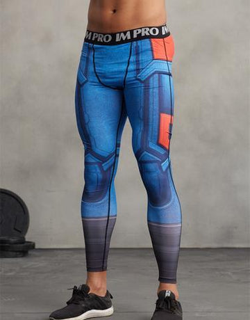 Captain America Men'S Compression Leggings Grappling Spats-RashGuardStore